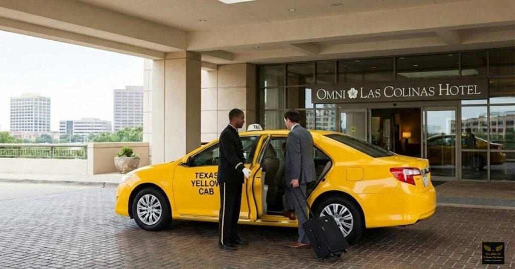 Yellow Taxi dropping off VIP guests at Omni Dallas Hotel for Inc. 5000 Gala 2026
