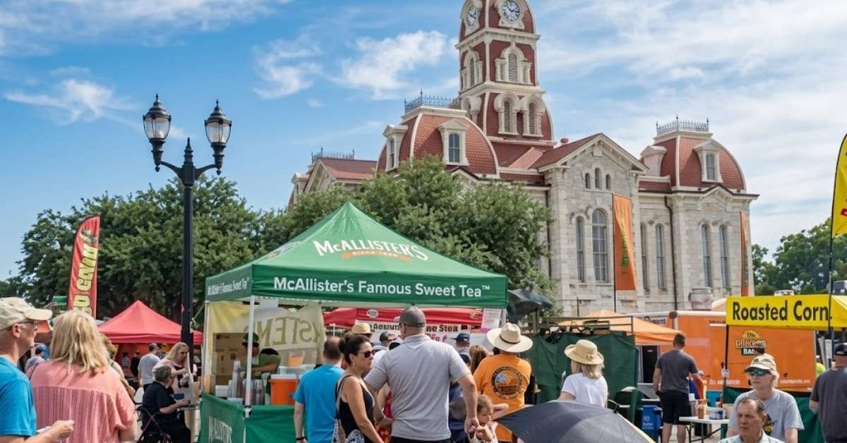 Official ticket entrance gates and admission lines at the Parker County Peach Festival