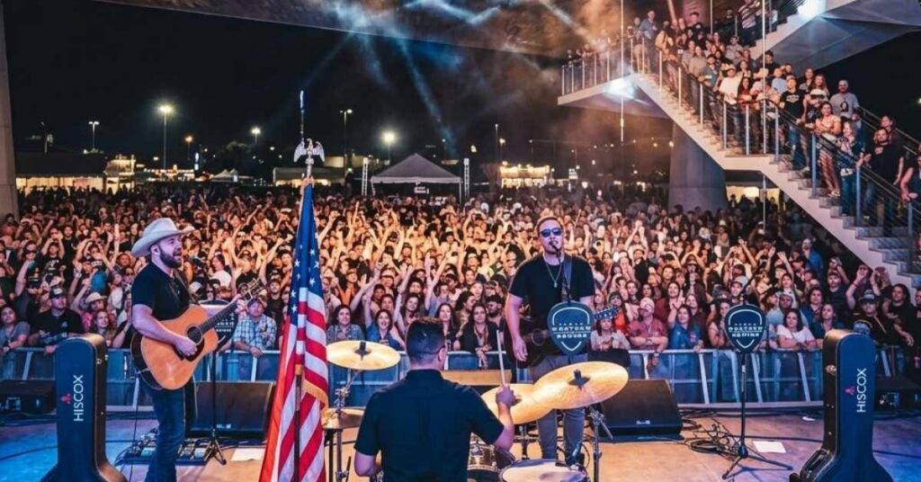 Country music headliner performing live on the main stage at the North Texas Fairgrounds